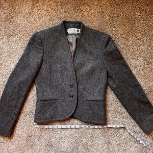Vintage Women's Tailored Gray Wool-Blend Blazer Jacket